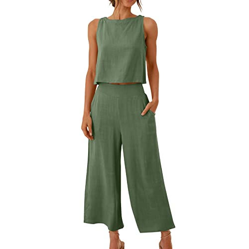 EMATOP Damen Zweiteilige Outfits Baumwolle Leinen Freizeitanzug Sommer Tank Top und Hose Casual Einfarbig Hosenanzug mit Taschen Jogginganzug Leicht Elegant Leinenanzug Strand Urlaub Streetwear EMATOP Damen Zweiteilige Outfits Baumwolle Leinen Freizeitanzug Sommer Tank Top und Hose Casual Einfarbig Hosenanzug mit Taschen Jogginganzug Leicht Elegant Leinenanzug Strand Urlaub Streetwear von EMATOP