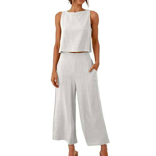 EMATOP Damen Zweiteilige Outfits Baumwolle Leinen Freizeitanzug Sommer Tank Top und Hose Casual Einfarbig Hosenanzug mit Taschen Jogginganzug Leicht Elegant Leinenanzug Strand Urlaub Streetwear EMATOP Damen Zweiteilige Outfits Baumwolle Leinen Freizeitanzug Sommer Tank Top und Hose Casual Einfarbig Hosenanzug mit Taschen Jogginganzug Leicht Elegant Leinenanzug Strand Urlaub Streetwear von EMATOP