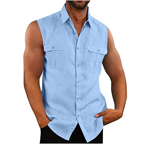 EMATOP Hemd Herren Ärmellos Sommer Tank Top Stringer Fitness Muskelshirt Baumwolle Leinen T-Shirt Casual Einfarbig Tankshirt Leicht Atmungsaktiv Hemdbluse Weste Shirts für Männer Funktionsshirt EMATOP Hemd Herren Ärmellos Sommer Tank Top Stringer Fitness Muskelshirt Baumwolle Leinen T-Shirt Casual Einfarbig Tankshirt Leicht Atmungsaktiv Hemdbluse Weste Shirts für Männer Funktionsshirt von EMATOP