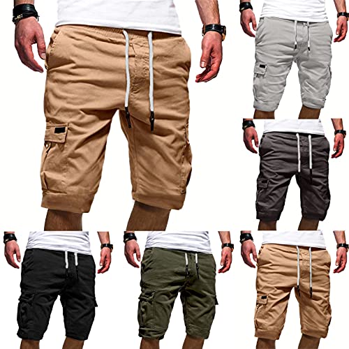 EMATOP Herren Kurze Cargohose Baumwolle 3/4 Cargo Bermuda Shorts Outdoor Lässige Shorts Freizeitshorts mit Taschen Wanderhose von EMATOP