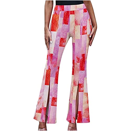 EMATOP Hosenanzug Damen Festlich Elegant Yogahosen Gerade Geschnittene Schlaghose Bunte Blumen Druck Sommerhose für Yoga Jogginghose Freizeithose von EMATOP