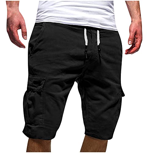 EMATOP Kurze Hosen Herren Sommer Baumwolle Cargo Shorts Einfarbig Casual Cargohose mit 6 Taschen Chino Hose Vintage Arbeitshosen Männer Kurz Bermuda Short Regulär Fit Sporthose Sommerhose von EMATOP