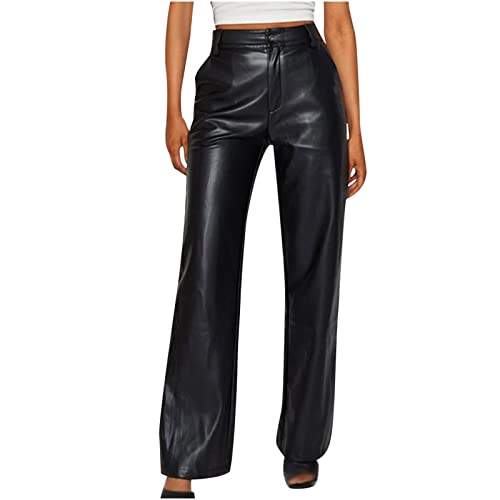 EMATOP Lederhose Damen Locker High Waist Kunstlederhose Elegant Lange Hose Einfarbig Weites Bein Freizeithose Winddicht Wasserdicht Kunstleder Leggings mit Taschen Jogginghose PU Leder Hosen EMATOP Lederhose Damen Locker High Waist Kunstlederhose Elegant Lange Hose Einfarbig Weites Bein Freizeithose Winddicht Wasserdicht Kunstleder Leggings mit Taschen Jogginghose PU Leder Hosen von EMATOP