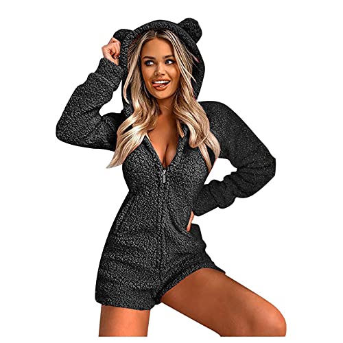 EMATOP Onesie Damen Warm Jumpsuit Teddy Fleece Schlafoverall Kuschelig Kurz Pyjama Winter Einteiler Schlafanzug Flauschig Hausanzug mit Kapuze & Reißverschluss Ganzkörperanzug Einfarbig Overall EMATOP Onesie Damen Warm Jumpsuit Teddy Fleece Schlafoverall Kuschelig Kurz Pyjama Winter Einteiler Schlafanzug Flauschig Hausanzug mit Kapuze & Reißverschluss Ganzkörperanzug Einfarbig Overall von EMATOP