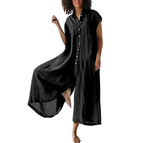 EMATOP Sommer Jumpsuit Damen Lässige Overalls Baumwolle Leinen Latzhose Elegant Lang Sommerhose Baggy Weites Bein Hosen mit Taschen Playsuit Leicht Atmungsaktiv Einteiler Arbeitshose EMATOP Sommer Jumpsuit Damen Lässige Overalls Baumwolle Leinen Latzhose Elegant Lang Sommerhose Baggy Weites Bein Hosen mit Taschen Playsuit Leicht Atmungsaktiv Einteiler Arbeitshose von EMATOP