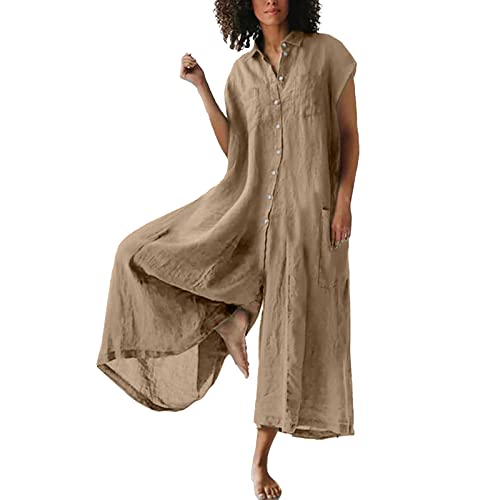EMATOP Sommer Jumpsuit Damen Lässige Overalls Baumwolle Leinen Latzhose Elegant Lang Sommerhose Baggy Weites Bein Hosen mit Taschen Playsuit Leicht Atmungsaktiv Einteiler Arbeitshose EMATOP Sommer Jumpsuit Damen Lässige Overalls Baumwolle Leinen Latzhose Elegant Lang Sommerhose Baggy Weites Bein Hosen mit Taschen Playsuit Leicht Atmungsaktiv Einteiler Arbeitshose von EMATOP