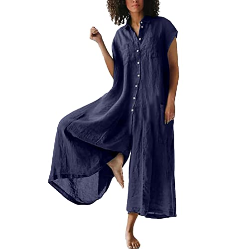 EMATOP Sommer Jumpsuit Damen Lässige Overalls Baumwolle Leinen Latzhose Elegant Lang Sommerhose Baggy Weites Bein Hosen mit Taschen Playsuit Leicht Atmungsaktiv Einteiler Arbeitshose EMATOP Sommer Jumpsuit Damen Lässige Overalls Baumwolle Leinen Latzhose Elegant Lang Sommerhose Baggy Weites Bein Hosen mit Taschen Playsuit Leicht Atmungsaktiv Einteiler Arbeitshose von EMATOP