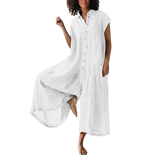 EMATOP Sommer Jumpsuit Damen Lässige Overalls Baumwolle Leinen Latzhose Elegant Lang Sommerhose Baggy Weites Bein Hosen mit Taschen Playsuit Leicht Atmungsaktiv Einteiler Arbeitshose EMATOP Sommer Jumpsuit Damen Lässige Overalls Baumwolle Leinen Latzhose Elegant Lang Sommerhose Baggy Weites Bein Hosen mit Taschen Playsuit Leicht Atmungsaktiv Einteiler Arbeitshose von EMATOP