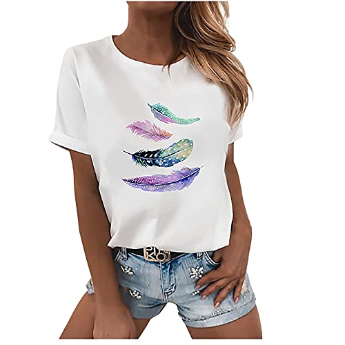 EMATOP Sommer Tshirt Damen Baumwolle Tops Lässig Lose Kurzarm Tee Shirts Basic Rundhals Oberteile Löwenzahn Schmetterling Muster Tunika Bluse Shirt Elegant Longshirt Teenager Mädchen Sportshirt EMATOP Sommer Tshirt Damen Baumwolle Tops Lässig Lose Kurzarm Tee Shirts Basic Rundhals Oberteile Löwenzahn Schmetterling Muster Tunika Bluse Shirt Elegant Longshirt Teenager Mädchen Sportshirt von EMATOP