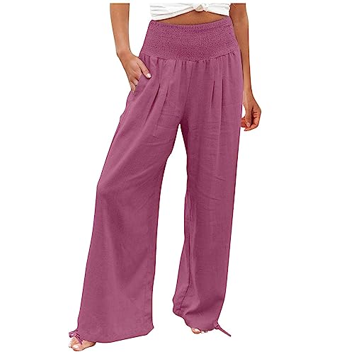 EMATOP Sommerhose Damen Leicht Leinenhose Casual Weites Bein Hosen Elegant Hohe Taille Strandhose Lässige Lose Stoffhose mit Taschen Freizeithose Baumwolle Einfarbig Jogginghose Bequem Yogahose EMATOP Sommerhose Damen Leicht Leinenhose Casual Weites Bein Hosen Elegant Hohe Taille Strandhose Lässige Lose Stoffhose mit Taschen Freizeithose Baumwolle Einfarbig Jogginghose Bequem Yogahose von EMATOP