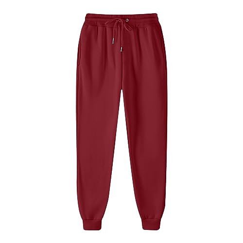 EMATOP Sweathose Damen Lang Baumwolle Sporthose Casual Lose Jogginghose High Waist Laufhosen Warme Freizeithose Relaxhose Leicht Einfarbig Freizeithose Trainingshose für Herbst Winter Sweatpants von EMATOP