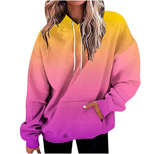 EMATOP Sweatshirt Damen mit Kapuze Langarm Hoodies Warm Gefüttert Kapuzenpullover Bunte Farbverlauf Pullover mit Taschen Langarmshirt Herbst Winter Sport Hoodie Weich Bequem Sweatjacke EMATOP Sweatshirt Damen mit Kapuze Langarm Hoodies Warm Gefüttert Kapuzenpullover Bunte Farbverlauf Pullover mit Taschen Langarmshirt Herbst Winter Sport Hoodie Weich Bequem Sweatjacke von EMATOP