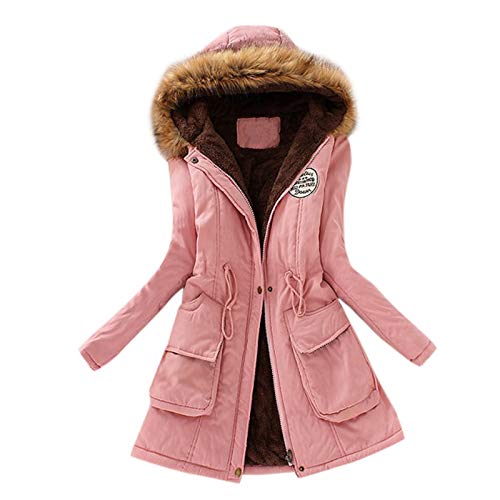 EMATOP Wintermantel Damen Mantel Warme Winter Jacke Lange Mäntel Einfarbig Winterjacke mit Kapuze Windbreaker Gefüttert Teddyfell Dicker Fleecejacke Mode Outdoorjacke Slim fit Winterparka von EMATOP