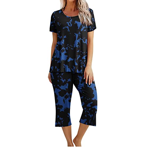 EMATOP Zweiteiliger Nachtwäsche Damen Sommer Schlafanzug Kurz Baumwolle Pyjama Set Vintage Blumen Druck Hausanzug Casual Lose Kurzarm Top mit 3/4 Lang Schlafhose Yoga Outfit Bequem Sleepwear EMATOP Zweiteiliger Nachtwäsche Damen Sommer Schlafanzug Kurz Baumwolle Pyjama Set Vintage Blumen Druck Hausanzug Casual Lose Kurzarm Top mit 3/4 Lang Schlafhose Yoga Outfit Bequem Sleepwear von EMATOP