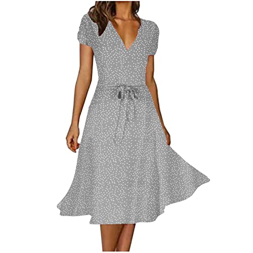 EMATOP Kleider Damen Sommer Elegant Chiffonkleid Sexy V-Ausschnitt Freizeitkleider Hohe Taille A-Linie Kleid Casual Kurzarm Sommerkleid Vintage Boho Strandkleid Knielang Blumen Midikleid EMATOP Kleider Damen Sommer Elegant Chiffonkleid Sexy V-Ausschnitt Freizeitkleider Hohe Taille A-Linie Kleid Casual Kurzarm Sommerkleid Vintage Boho Strandkleid Knielang Blumen Midikleid von EMATOP