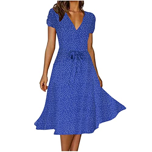 EMATOP Kleider Damen Sommer Elegant Chiffonkleid Sexy V-Ausschnitt Freizeitkleider Hohe Taille A-Linie Kleid Casual Kurzarm Sommerkleid Vintage Boho Strandkleid Knielang Blumen Midikleid EMATOP Kleider Damen Sommer Elegant Chiffonkleid Sexy V-Ausschnitt Freizeitkleider Hohe Taille A-Linie Kleid Casual Kurzarm Sommerkleid Vintage Boho Strandkleid Knielang Blumen Midikleid von EMATOP