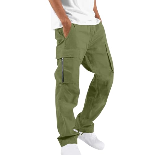 EMAlusher Arbeitshose Herren Lang Schwarz, Cargohose Herren, Sommerhose Mit Taschen Freizeit Laufhose Pants Chinohose Männer Streetwear Freizeithose Trendy Chino Hose Outdoorhose Sporthose von EMAlusher