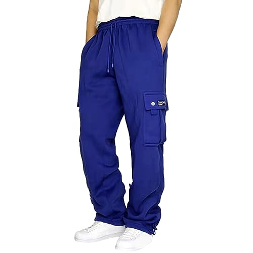 EMAlusher Cargohose Herren Lang Elegant, Sommerhosen Herren Leicht Und Luftig, Y2K Atmungsaktiv Freizeit Hosen Bequeme Sporthose Mode Streetwear Versatile Stoffhose Haremshose Mit Taschen Laufhose von EMAlusher