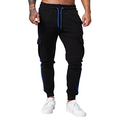 EMAlusher Cargohose Herren Schwarz Lang, Sommerhosen Herren Lang, Atmungsaktiv Y2K Freizeithose Komfortabel Sporthose Mode Streetwear Outdoor Stoffhose Haremshose Mit Kordelzug Yogahose von EMAlusher