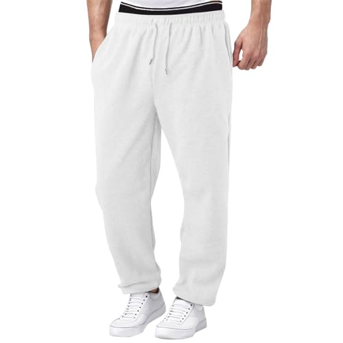 EMAlusher Leinenhose Lang Herren, Sommerhosen Herren Stretch, Atmungsaktiv Casual Hose Bequeme Sporthose Mode Streetwear Elegant Stoffhose Haremshose Mit Kordelzug Yogahose von EMAlusher