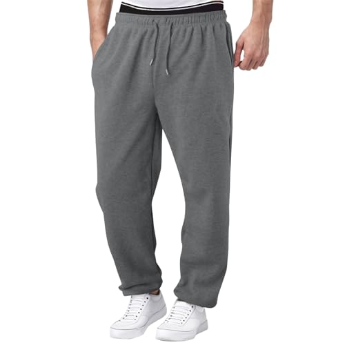 EMAlusher Leinenhose Lang Herren, Sommerhosen Herren Stretch, Atmungsaktiv Casual Hose Bequeme Sporthose Mode Streetwear Elegant Stoffhose Haremshose Mit Kordelzug Yogahose von EMAlusher