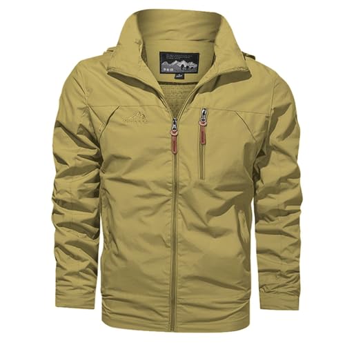 EMAlusher Regenjacken für Herren Wasserdicht Windbreaker Übergangsjacke Große Größen Übergangsjacke Kapuzenjacke Outdoor Wasserdicht Warm Regenanzug Outdoorjacke Zipper Camping Trenchcoat von EMAlusher