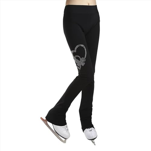 EMERZE Eiskunstlauf Hose Mädchen Dame Thermo-Strass-Eiskunstlauf Hose Plus Samt Wasserdicht mit Hohem Bund Skating-TrainingSleggings,001,XS von EMERZE