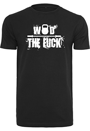 EMOM Fitness EMOM WOD The Fuck gut sitzendes Sport T-Shirt für Herren (Schwarz, Dunkelgrau oder Hellgrau in Größe S,M,L,XL oder XXL) (Schwarz, L) von EMOM Fitness