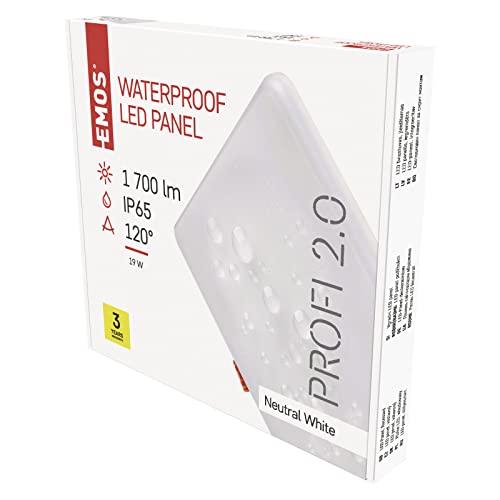 EMOS LED Panel Einbauleuchte 19W, extra-flacher 1700 lm quadratischer Einbaustrahler, Neutralweiß 4000K, IP65 wasserdicht für Feuchträume oder Außen, Farbe weiß, Durchmesser 18,5 x 18,5 cm, rahmenlos EMOS LED Panel Einbauleuchte 19W, extra-flacher 1700 lm quadratischer Einbaustrahler, Neutralweiß 4000K, IP65 wasserdicht für Feuchträume oder Außen, Farbe weiß, Durchmesser 18,5 x 18,5 cm, rahmenlos von EMOS