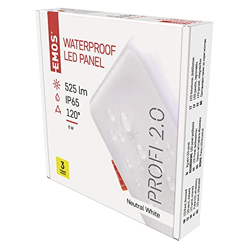 EMOS LED Panel Einbauleuchte 8W, extra-flacher 525 lm quadratischer Einbaustrahler, Neutralweiß 4000K, IP65 wasserdicht für Feuchträume oder Außen, Farbe weiß, 10 x 10 cm, rahmenlos, ZV2122 EMOS LED Panel Einbauleuchte 8W, extra-flacher 525 lm quadratischer Einbaustrahler, Neutralweiß 4000K, IP65 wasserdicht für Feuchträume oder Außen, Farbe weiß, 10 x 10 cm, rahmenlos, ZV2122 von EMOS