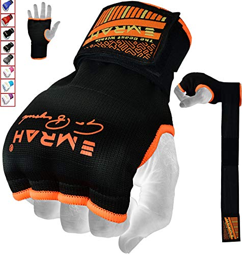EMRAH PRO Boxing Armbänder Hand wickelt Boxing Elastic Innenhandschuhe MMA Handschuhe Daumenschlaufe (Orange, M) von EMRAH