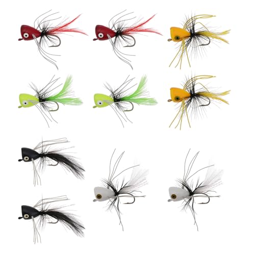 EMSea 10 Stück Popper Zum Fliegenfischen Schaumstoff-Popper-Fliegen Größe 6 Weiß Schwarz Rot Gelb Orange - Oberflächenköder für Barsch Sonnenbarsch Forelle Sonnenbarsch EMSea 10 Stück Popper Zum Fliegenfischen Schaumstoff-Popper-Fliegen Größe 6 Weiß Schwarz Rot Gelb Orange - Oberflächenköder für Barsch Sonnenbarsch Forelle Sonnenbarsch von EMSea