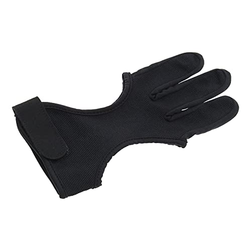 L/XL Bogenschießen-Handschuh, 3-Finger, Jagd, Lederhandschuhe, verstellbar, rutschfest, schwarz, Schutz für linke und rechte Hand von EMSea