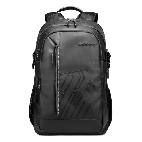 ENJOHOS Laptop Rucksack Handgepäck mit 15,6 zoll Laptopfach USB-Ladeanschluss Wasserfester Reiserucksack Wasserabweisend Tagesrucksack Schulrucksack für Arbeit Uni Business Outdoor Camping(Schwarz) von ENJOHOS