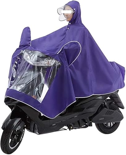 ENSDIEPLS Motorrad Dreirad Regen Großer Regenumhangmantel for Elektromobilitätsroller und Motorräder, Antibeschlag-Regenschutzhülle for Motorräder for Einzelpersonen mit Spiegelschlitz(Purple,3XL) von ENSDIEPLS