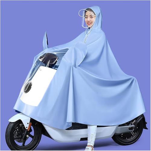 ENSDIEPLS Motorrad Dreirad Regen Regenponcho mit Kapuze, Radfahren, winddichter Regenmantel for Fahrrad, Elektrofahrrad, Motorrad, Mobilitätsroller(Blue,4XL Single with Mirror) von ENSDIEPLS