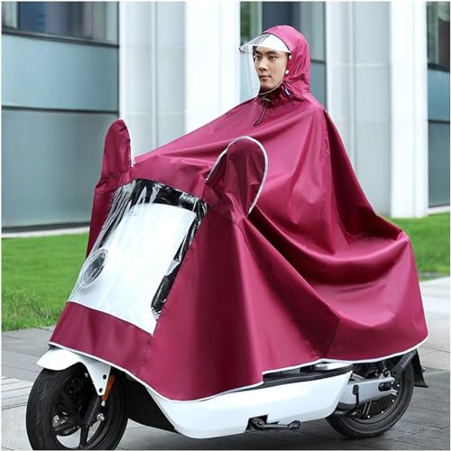 Motorrad Dreirad Regen Fahrrad-Regenmantel, Regenponcho mit Kapuze, winddichter Unisex-Regenumhang mit Rückspiegelabdeckung, Einzel- oder Doppelnutzung for Fahrrad, E-Bike, Motorrad(Pink,6XL) von ENSDIEPLS