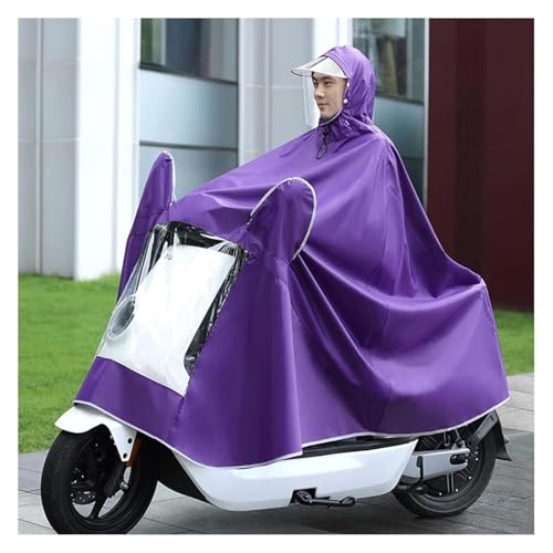 Motorrad Dreirad Regen Fahrrad-Regenmantel, Regenponcho mit Kapuze, winddichter Unisex-Regenumhang mit Rückspiegelabdeckung, Einzel- oder Doppelnutzung for Fahrrad, E-Bike, Motorrad(Purple,6XL) von ENSDIEPLS