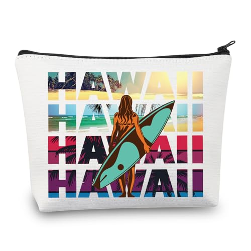 Make-up-Tasche mit Hawaii-Surfer-Mädchen, Hawaii-Geschenke für Frauen, Surf-Liebhaber, Surf-/Strand-Kosmetiktasche, Reisetasche, Hawaii-Tasche, M, Neu von ENSIANTH
