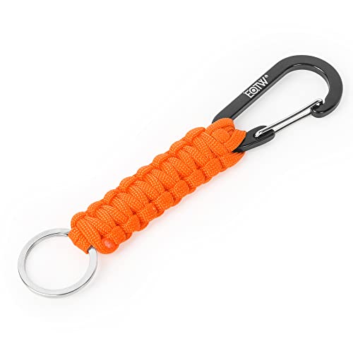 EOTW Paracord Schlüsselanhänger Karabiner Personalisiert Karabinerhaken D Ring Schlüsselband Schlüsselring für Motorrad Auto Camping Wandern Männer Frau Kinder (1 Orange) von EOTW