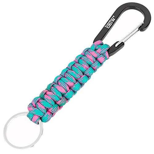 EOTW Paracord Schlüsselanhänger Karabiner Personalisiert Karabinerhaken D Ring Schlüsselband Schlüsselring für Motorrad Auto Camping Wandern Männer Frau Kinder (1 Blau Rosa Tarnfarbe) von EOTW