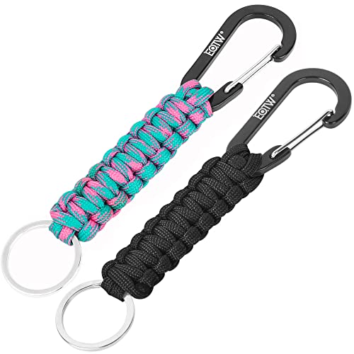 EOTW Schlüsselring mit Karabinerhaken - Schlüsselbund mit Verriegelung D Ringhaken Kleiderbügel Armee für Reiseflasche Autoschlüssel Jungen Mädchen Männer Frauen (1 Schwarz 1 Blau/Rosa Tarn) EOTW Schlüsselring mit Karabinerhaken - Schlüsselbund mit Verriegelung D Ringhaken Kleiderbügel Armee für Reiseflasche Autoschlüssel Jungen Mädchen Männer Frauen (1 Schwarz 1 Blau/Rosa Tarn) von EOTW