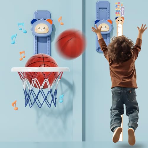 Eppo Mini Basketball Korb, Basketball Kinder Set, Hochsprung-Stimmenzähler für Kinder mit 2 Stück Bälle Und 1 Pumpe, Kinder Spielzeug von 3 bis 7 Jahren Geschenke (Blau) von EPPO