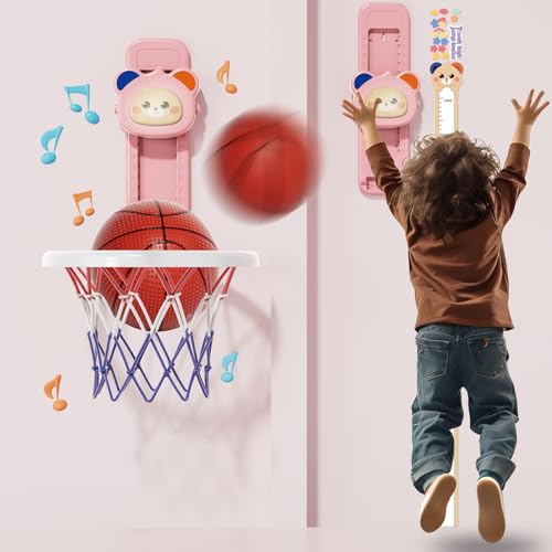 Eppo Mini Basketball Korb, Basketball Kinder Set, Hochsprung-Stimmenzähler für Kinder mit 2 Stück Bälle Und 1 Pumpe, Kinder Spielzeug von 3 bis 7 Jahren Geschenke (Rosa) von EPPO