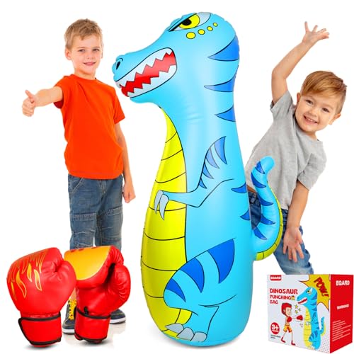 EQARD Boxsack Kinder 120cm Aufblasbarer Dinosaurier Boxsack Stehend mit Boxhandschuhe für 3-9 Kinder Bop Bag mit Dickerem Sicherem Material Karate MMA Taekwondo Geschenk für Mädchen Und Jungen (Blau) EQARD Boxsack Kinder 120cm Aufblasbarer Dinosaurier Boxsack Stehend mit Boxhandschuhe für 3-9 Kinder Bop Bag mit Dickerem Sicherem Material Karate MMA Taekwondo Geschenk für Mädchen Und Jungen (Blau) von EQARD
