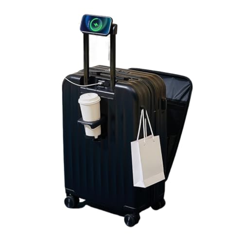 EQHQGGPW Koffer mit Frontöffnung, 20 Zoll, Handgepäck, Koffer mit USB-Ladefunktion, Trolley mit Universalrädern, Unisex-Koffer von EQHQGGPW