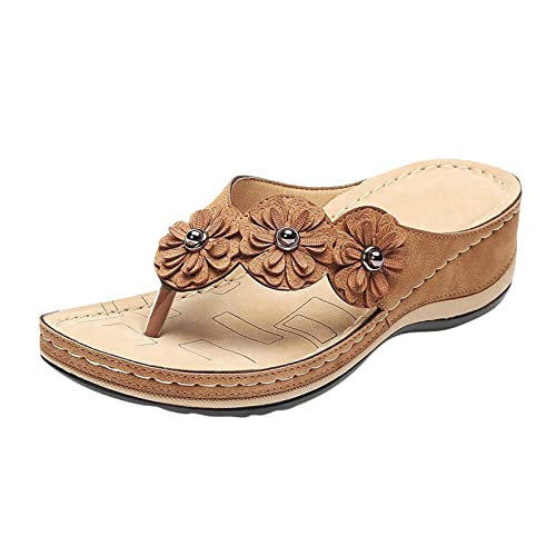 Damen Zehentrenner- Orthopädische Sandalen Damen, Modische Pantoletten mit Natur Kork-Fussbett - Frauen Schuhe mit Fussbett Sandaletten Bequem Römer Boho Flip Flops Flache Schuhe Slingback Sandalen Damen Zehentrenner- Orthopädische Sandalen Damen, Modische Pantoletten mit Natur Kork-Fussbett - Frauen Schuhe mit Fussbett Sandaletten Bequem Römer Boho Flip Flops Flache Schuhe Slingback Sandalen von EQWIGKEIT
