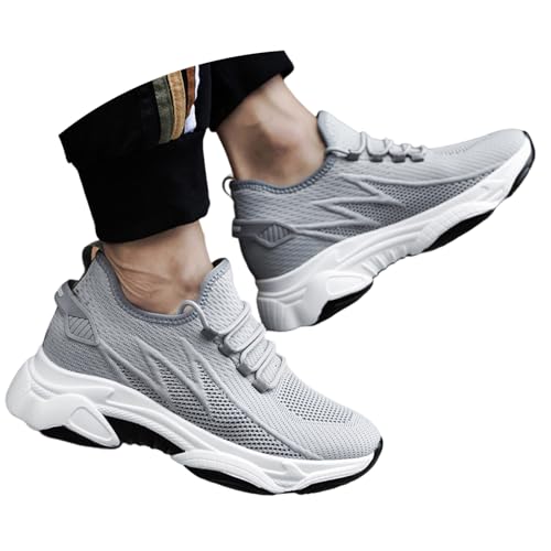 EQWIGKEIT Elevator Schuhe Herren, Elevate Shoes Herren 10 cm Unsichtbare Erhöhung Mesh Sportschuhe Elevator Schuhe Die Größer Machen Sport Walkingschuhe Leicht Atmungsaktive Sneaker von EQWIGKEIT