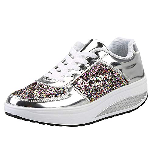 EQWIGKEIT Glitzer Schuhe mädchen, Glitzer Schuhe Damen Flach Laufschuhe Klassisch Lackschuhe Leichte Sportschuhe Pailletten Freizeit Schuhe Turnschuhe Sparkly Tanzschuhe Outdoor Sneaker von EQWIGKEIT