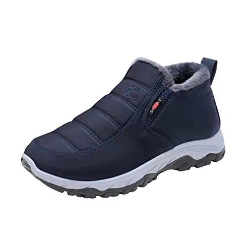 EQWIGKEIT Herren Stiefel Leichte Schneestiefel Bequem Schneeschuhe Slip on Kurze Wanderstiefel Weite H Outdoor Sneakers rutschfest Barfußschuhe Warm Gefüttert Winterstiefel von EQWIGKEIT